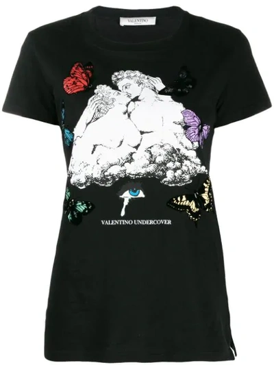 Shop Valentino Cloudy Lover Print T-shirt In Black