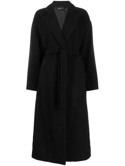 Shop Andrea Ya'aqov Long Belted Trench Coat In Black