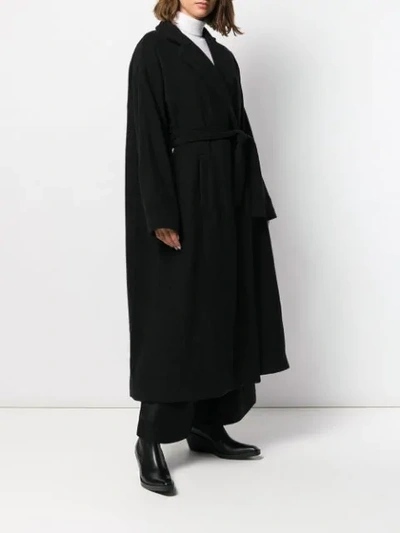 Shop Andrea Ya'aqov Long Belted Trench Coat In Black