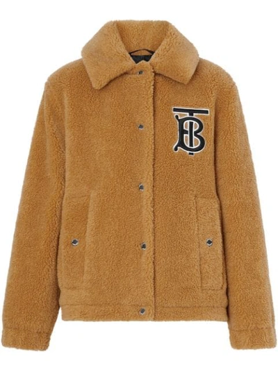 Shop Burberry Monogram Motif Fleece Jacket In Brown