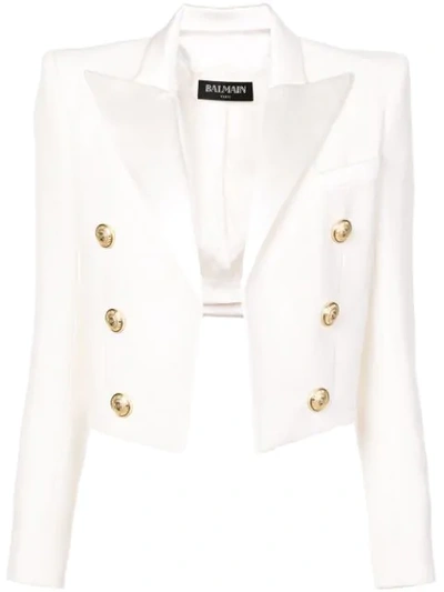 Shop Balmain Classic Open-front Jacket In White