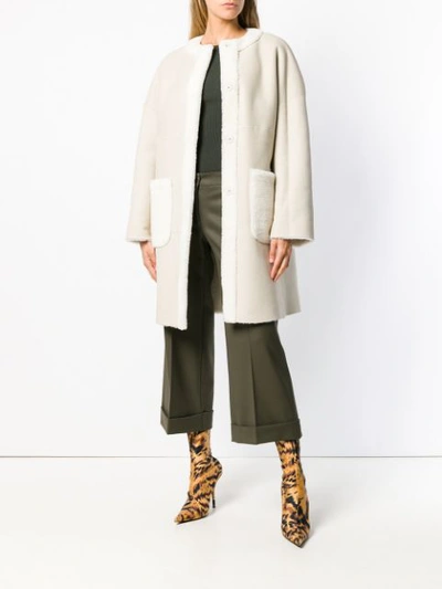 Shop P.a.r.o.s.h Reversible Shearling Coat In White