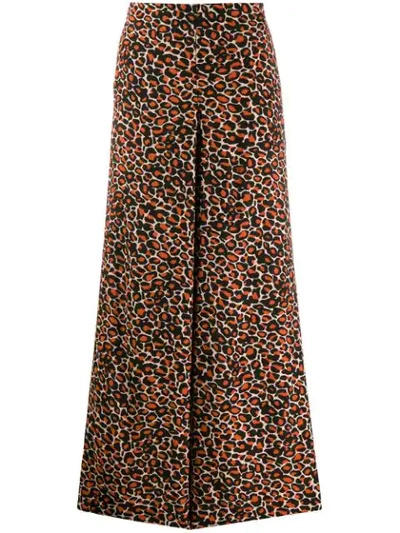 Shop Bellerose Leopard Cropped Palazzo Trousers In Red