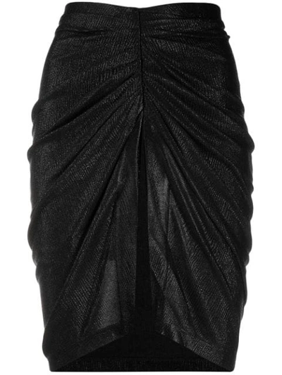 Shop Iro Ruched Midi Skirt In Black