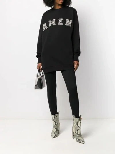 Shop Amen Long Embellished Sweater In 009 Black