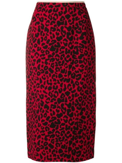 Shop N°21 Nº21 Leopard Print Pencil Skirt - Red