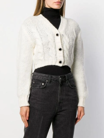 Shop Alessandra Rich Cropped Knit Cardigan In 811 White