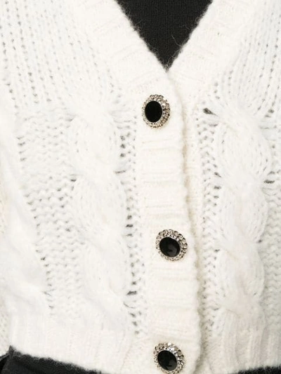 Shop Alessandra Rich Cropped Knit Cardigan In 811 White