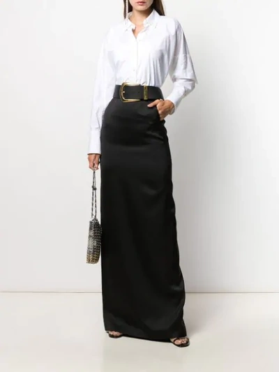 Shop Saint Laurent Long Fitted Straight Skirt In Black