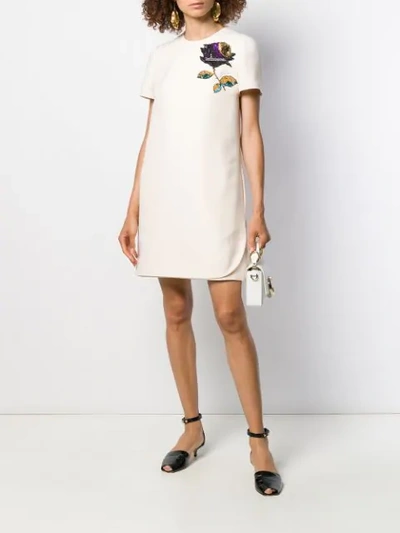 Shop Valentino Cosmos Bead Patch Mini Dress In Neutrals
