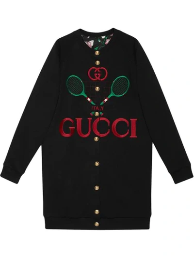 Shop Gucci Reversible Oversize Cardigan Sweatshirt In Black