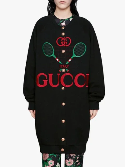 Shop Gucci Reversible Oversize Cardigan Sweatshirt In Black