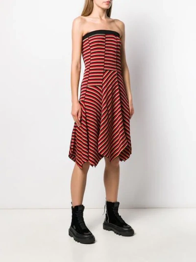 Shop Sonia Rykiel Asymmetric Stripe Dress In Red