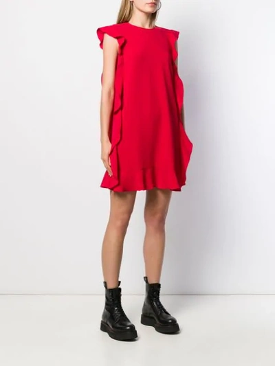 Shop Red Valentino Frill Trim Shift Dress In Red