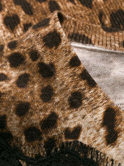 Shop Dolce & Gabbana Leopard Print Laced Top In Brown