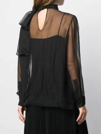 Shop Valentino Chiffon Pussybow Blouse In Black
