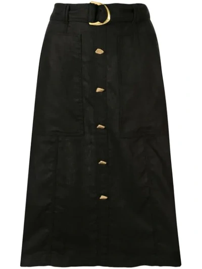 Shop Aje Helena Belted Midi Skirt In Black