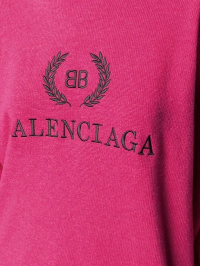 Shop Balenciaga Logo Turtleneck Sweater In Pink