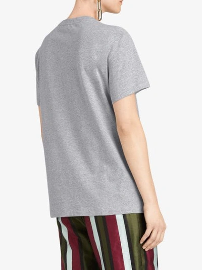 Shop Burberry Embroidered Archive Logo Cotton T-shirt In Grey