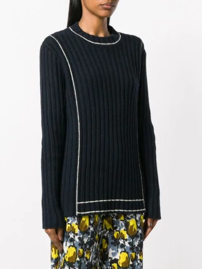 Shop Sara Lanzi Contrast Ribbed Sweater In Blue