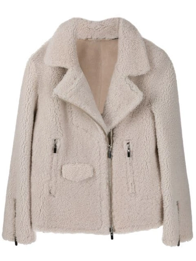 Shop Arma Short Shearling Jacket In Neutrals