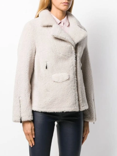 Shop Arma Short Shearling Jacket In Neutrals