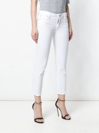 Shop Dsquared2 Garment Dyed Cool Girl Cropped Jeans In White