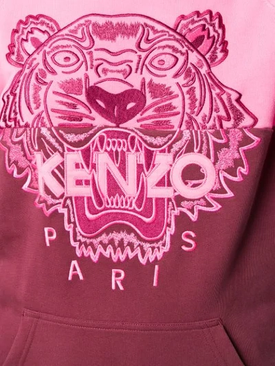 Shop Kenzo Tiger Embroidered Hoodie In Red