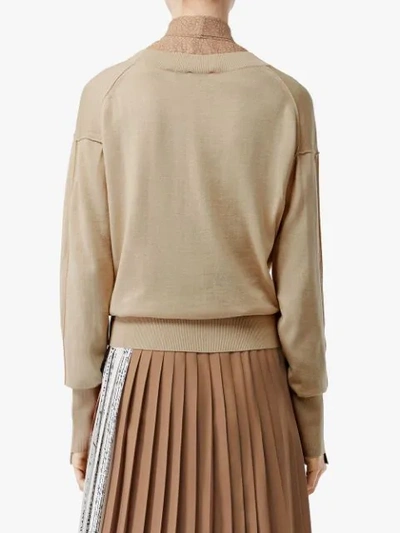 Shop Burberry Logo Detail Jumper In Neutrals