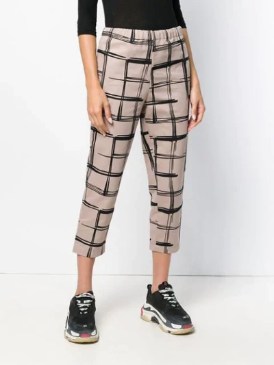 Shop Marni Checked Cropped Trousers - Brown