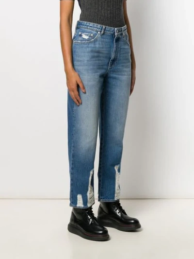 Shop Alexander Mcqueen Distressed Straight-leg Jeans In Blue