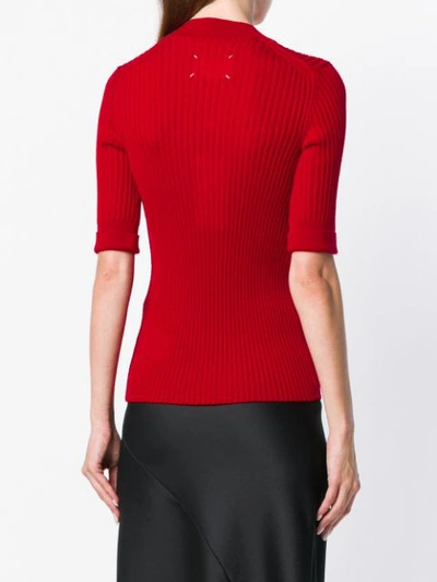 Shop Maison Margiela Short-sleeve Fitted Sweater - Red