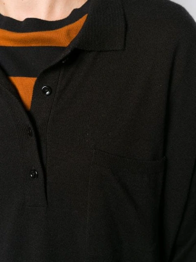 Shop Snobby Sheep Fine Knit Polo Shirt In Black