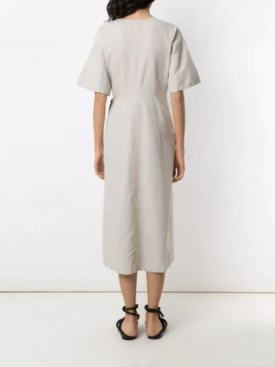 Shop Osklen Wrap Natural Rustic Midi Dress In Grey