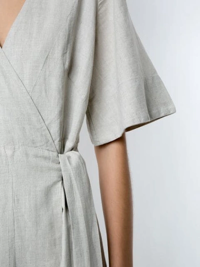 Shop Osklen Wrap Natural Rustic Midi Dress In Grey