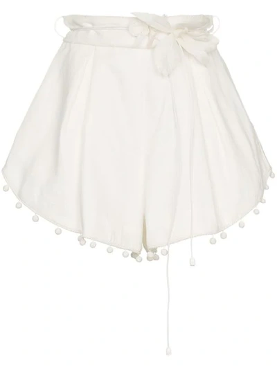 ZIMMERMANN CORSAGE BAUBLE SHORTS - 白色