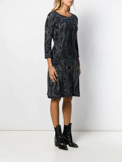 Shop Etro Paisley Pattern Knit Dress In 0001