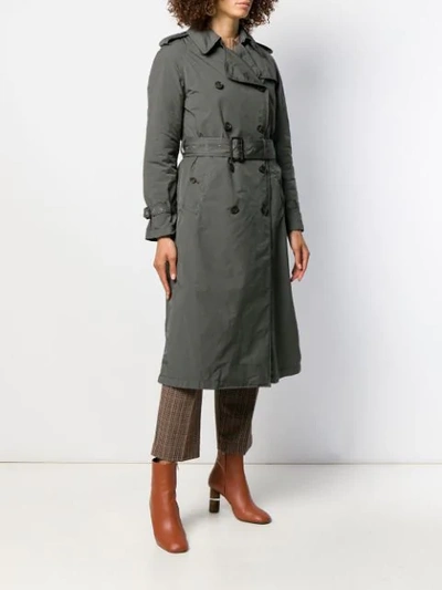 ASPESI DISTRESSED FINISH TRENCH COAT - 绿色