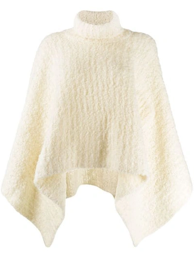 JACQUEMUS TURTLENECK KNITTED PONCHO - 白色