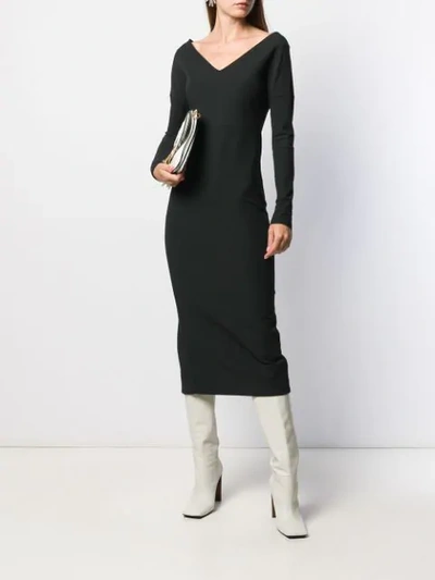 Shop A.w.a.k.e. V-neck Midi Dress In Black
