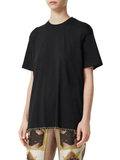 Shop Burberry Ring-pierced Cotton Oversized T-shirt In Black