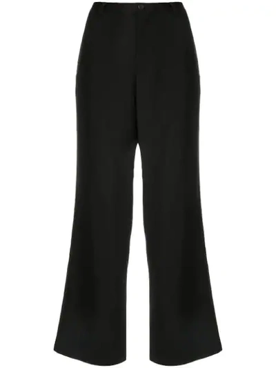Shop Yohji Yamamoto Cropped Straight-leg Trousers In Black