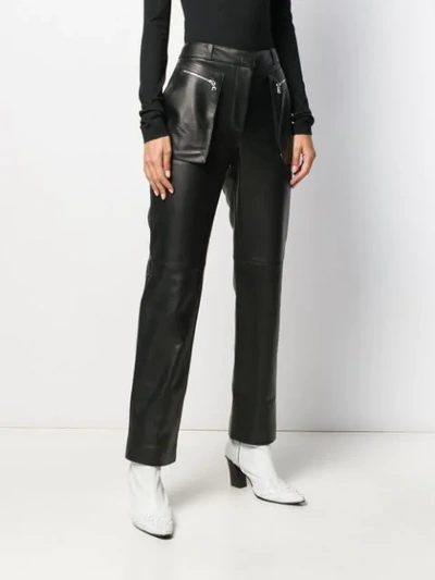 Shop David Koma Lederhose Mit Hohem Bund In Black