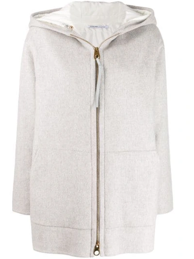 Shop Agnona Hooded Paneled Coat In Grey