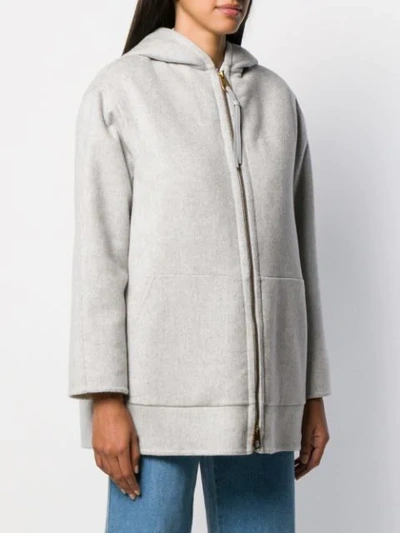 Shop Agnona Hooded Paneled Coat In Grey