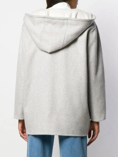 Shop Agnona Hooded Paneled Coat In Grey