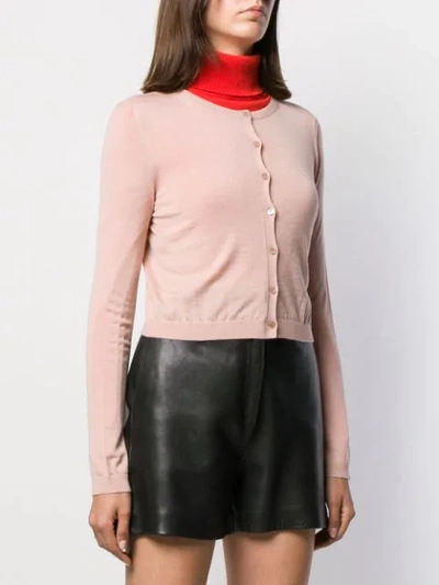 Shop Red Valentino Cropped Knit Cardigan In Neutrals