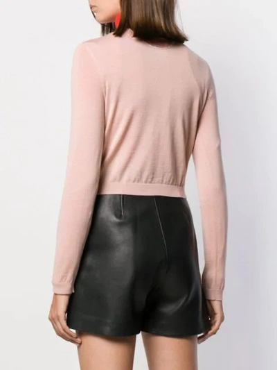 Shop Red Valentino Cropped Knit Cardigan In Neutrals
