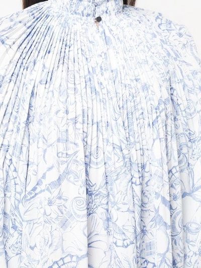 Shop Tibi Isa Toile Edwardian Dress In White/ Blue Multi