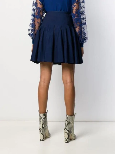 Shop Givenchy Pleated High-rise Mini Skirt In Blue